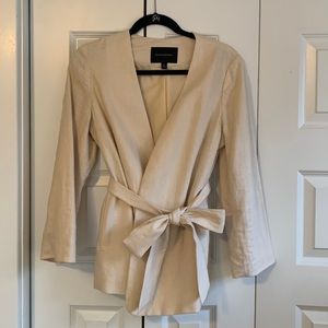 Banana Republic Linen Blend Tie Front Blazer